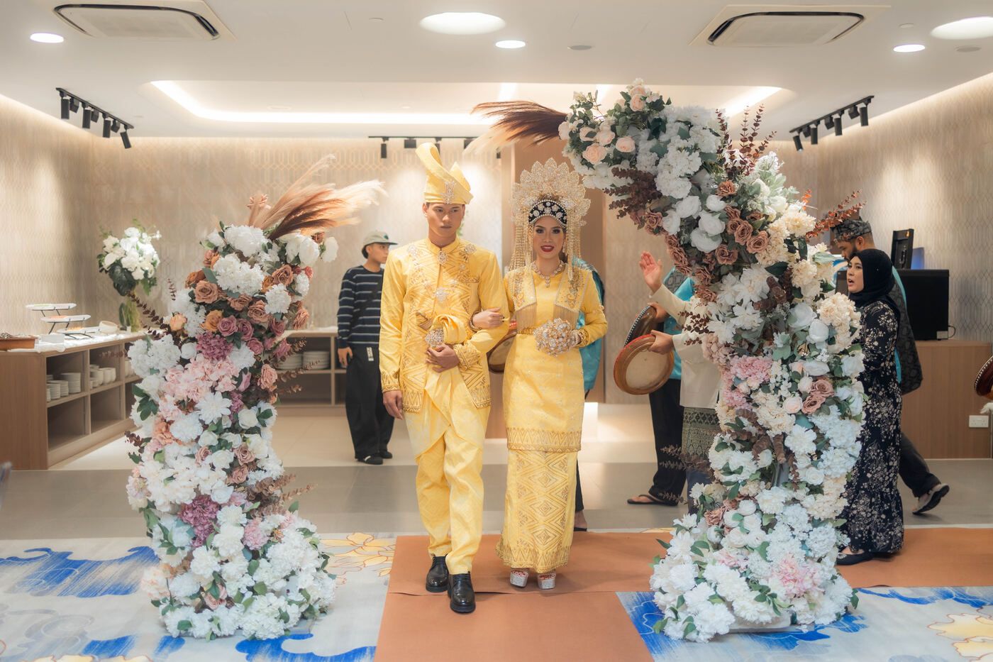 Wedding couple entering the event room
