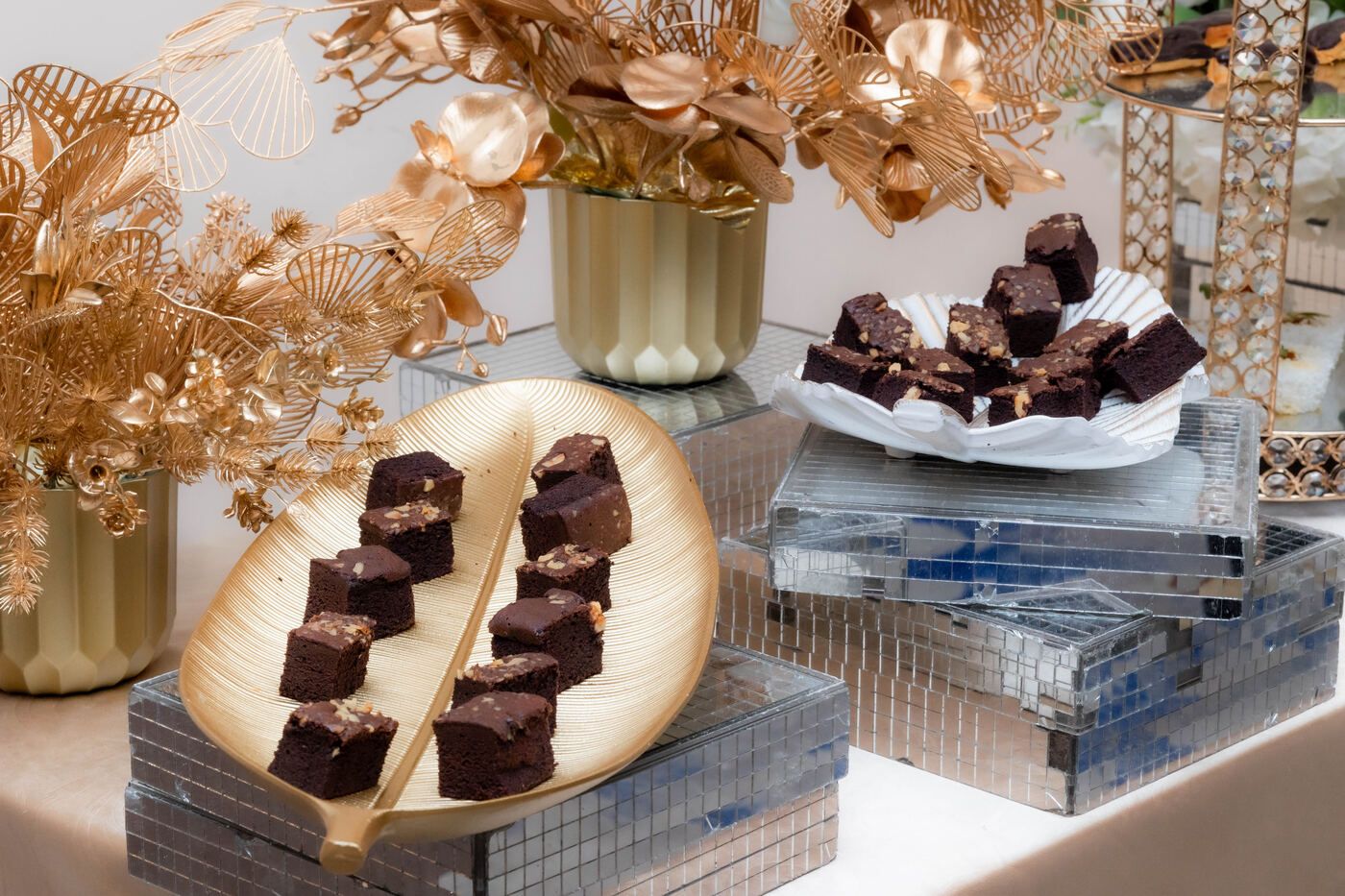 Chocolate desserts on a styled event table