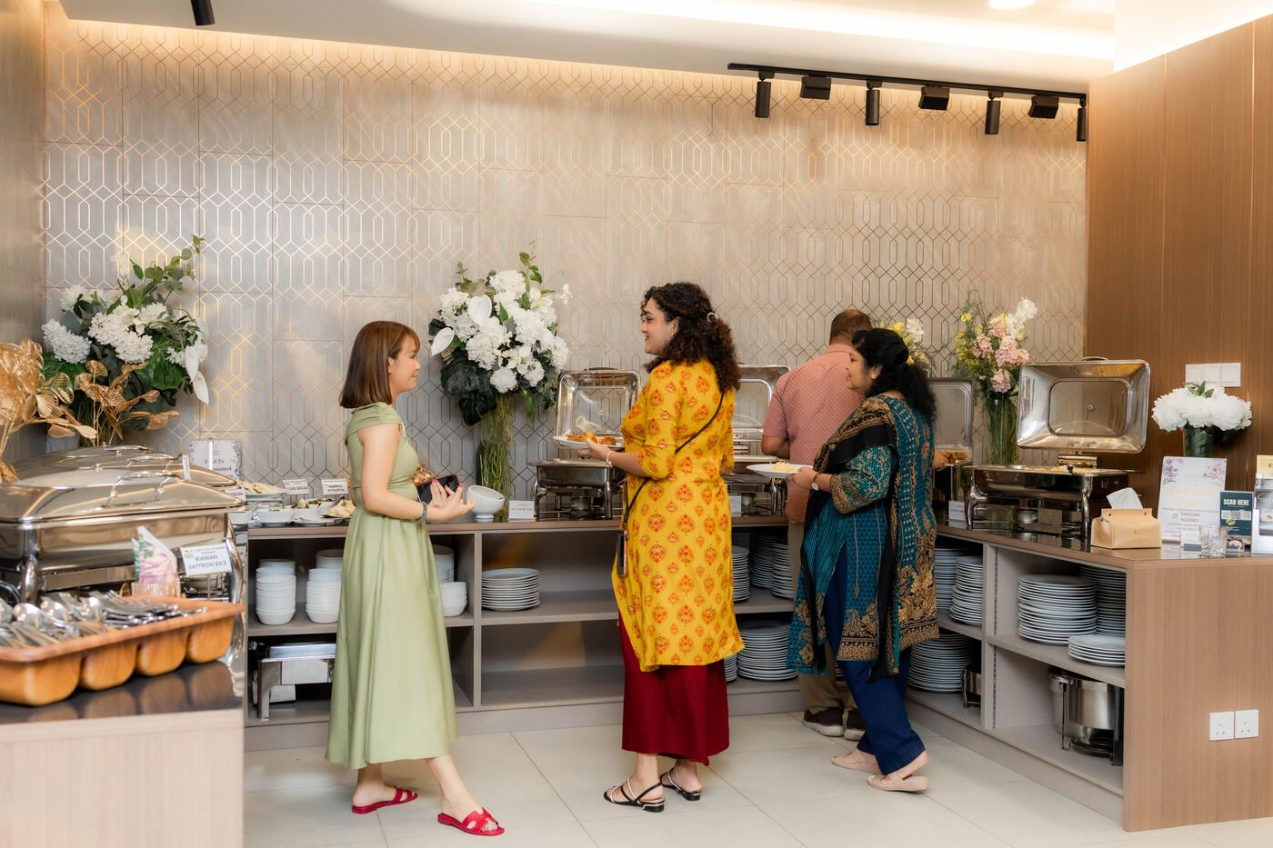 Buffet service prepared for a hosted event