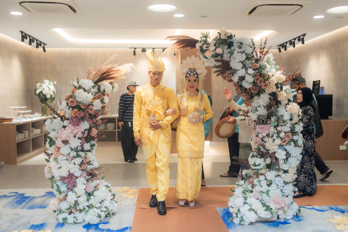 Wedding couple entering the event room